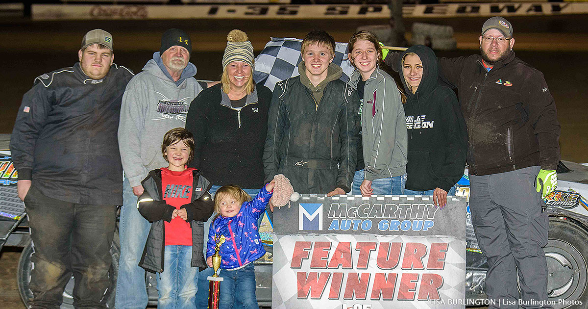 Austin Bouzek won the Medieval USRA Stock Car main event.