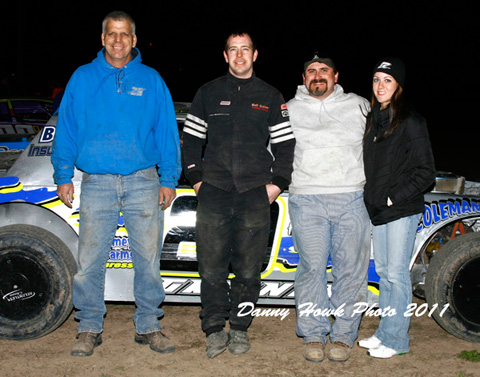 Matt Greiner of Washington, Iowa, won the Iron Man Challenge for USRA Karl Chevrolet Stock Cars main event on Saturday, April 2, at the I-35 Speedway in Winston, Mo.