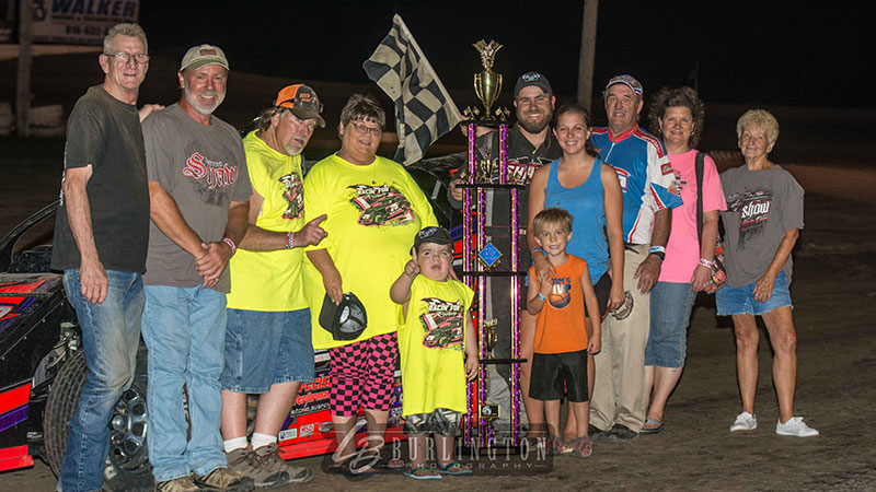 Darren Shaw won the USRA Modified main event at the I-35 Speedway in Winston, Mo., on Saturday, June 29, 2019.